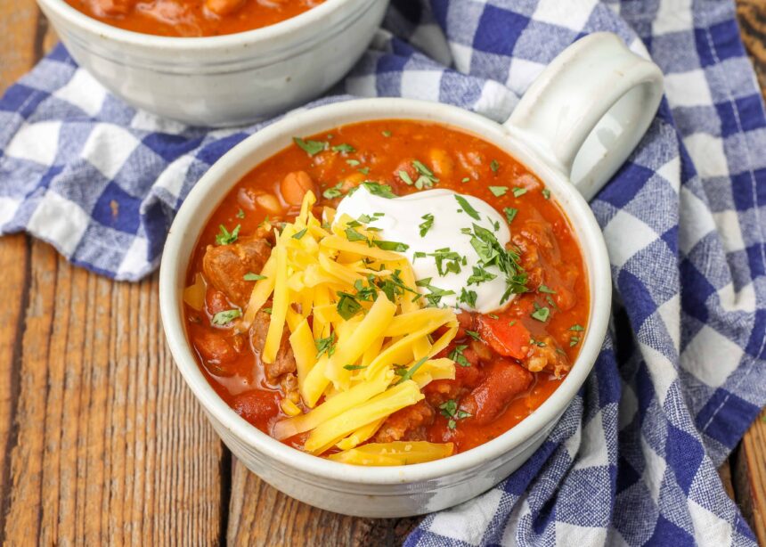 Spicy Five Bean Chili with Steak and Sausage