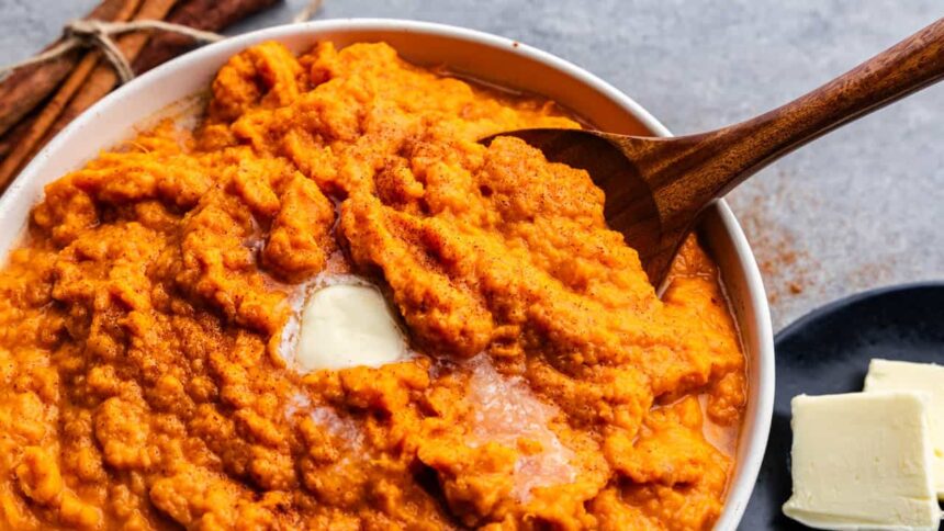 Cinnamon Honey Butter Mashed Sweet Potatoes