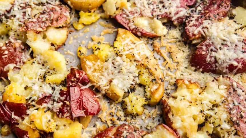 Garlic Bread Smashed Potatoes