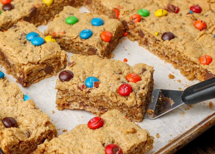 Monster Cookie Bars - Barefeet in the Kitchen