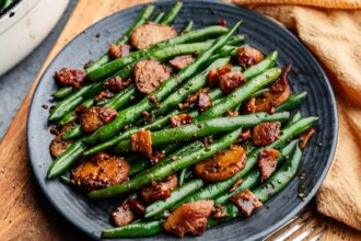 Glazed Green Beans with Bacon and Water Chestnuts