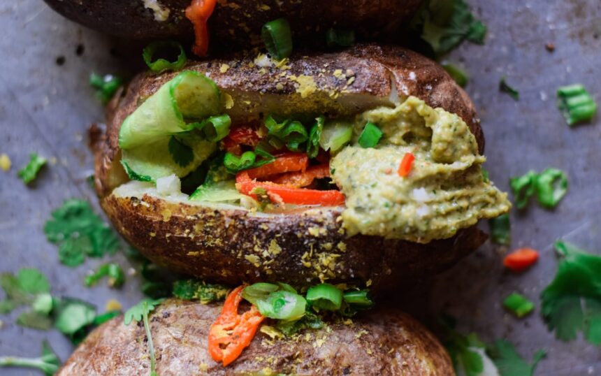 Baked Potato With Parsley ‘Sour Cream’ [Vegan] – One Green Planet