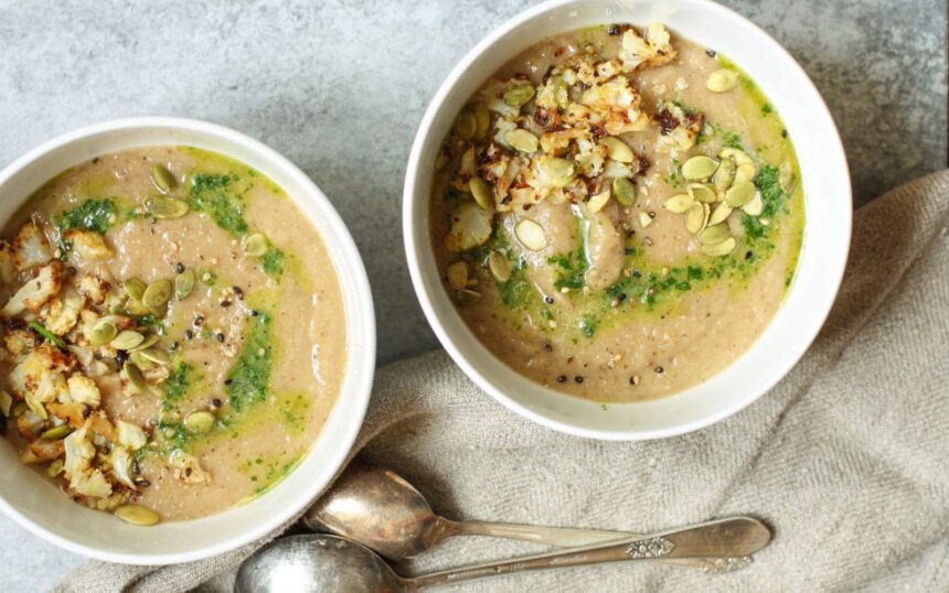 Chestnut and Roasted Cauliflower Soup With Lemon-Parsley Oil [Vegan, Grain-Free] – One Green Planet