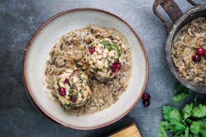 Cranberry Bread Dumplings With Mushroom Sauce b