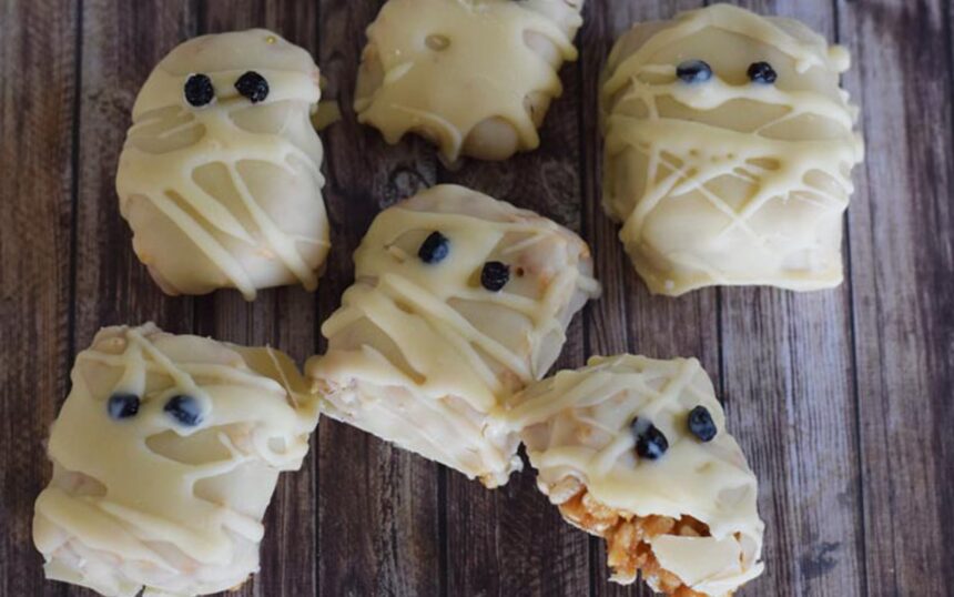 Rice Crispy Mummies With White Chocolate Coating [Vegan, Gluten-Free]