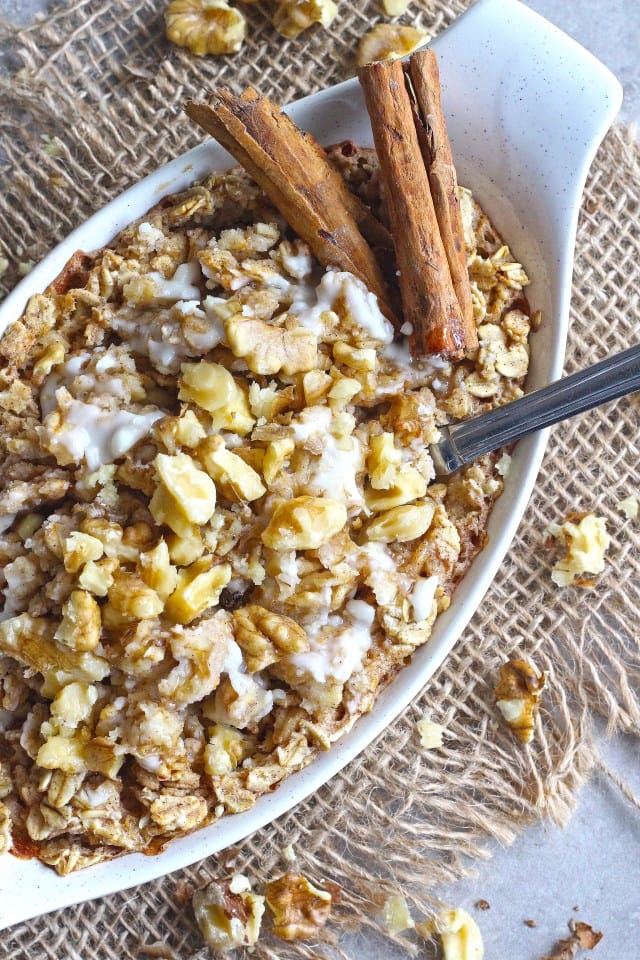 Frosted Gingerbread Baked Oatmeal [Vegan, Gluten-Free]