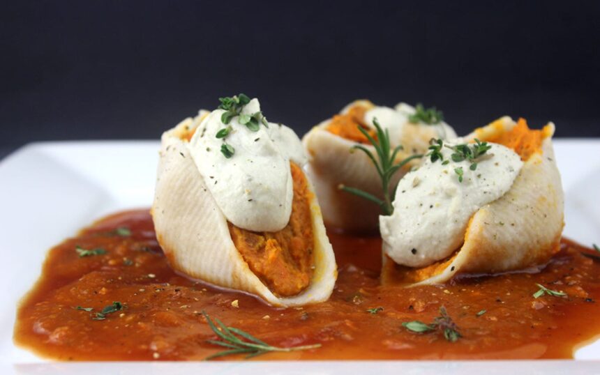 Sweet Potato Stuffed Shells With Cashew Alfredo [Vegan] – One Green Planet