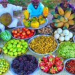 FRUIT SALAD | Colourful Healthy Fruits mixed salad recipe | Fruits Cutting and Eating in Village