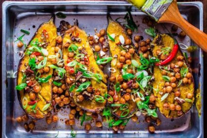 Miso-Glazed Eggplant With Spicy Chickpeas