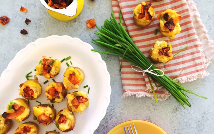 Twice-Baked Potato Bites With Coconut Bacon [Vegan] – One Green Planet