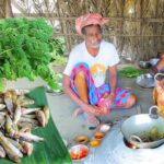 FRESH TANGRA FISH CURRY and moringa leaves recipe cooking & eating by santali tribe grandmaa