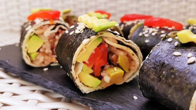 Tortilla Sushi Rolls With Rice and Vegetables [Vegan] – One Green Planet