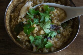 Comforting Shiitake and Kale Congee [Vegan, Gluten-Free]