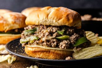 Ground Beef Cheesesteak - The Stay At Home Chef