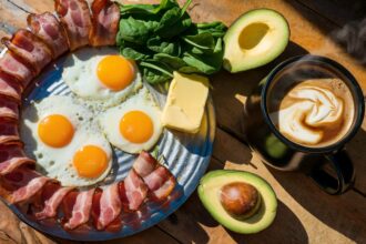 Overhead shot of an epic keto breakfast