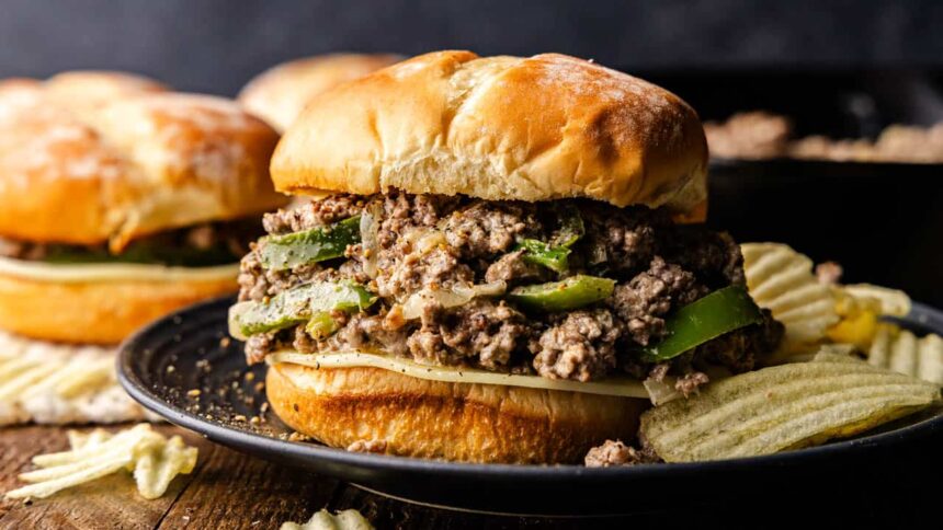 Ground Beef Cheesesteak - The Stay At Home Chef