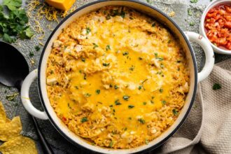 One Pot Queso Chicken and Rice