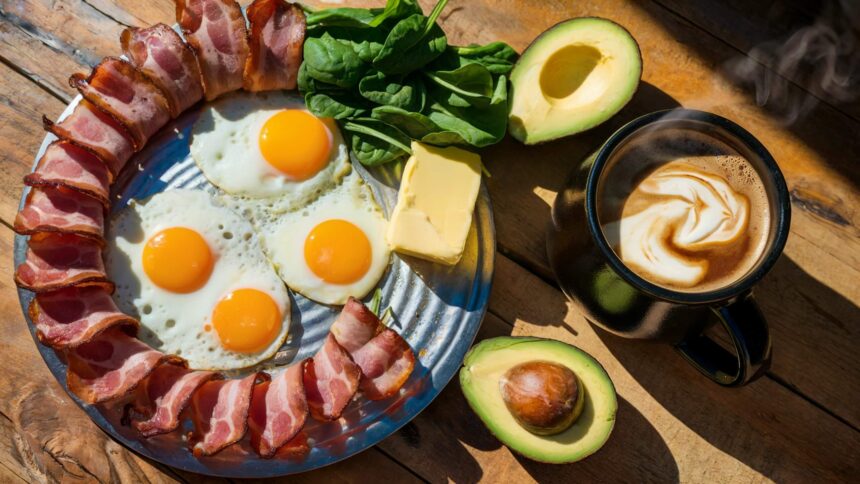 Overhead shot of an epic keto breakfast