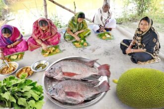 তেলাপিয়া মাছের ঝালদা, বেতোশাকের ডাল আর এঁচোড়ের নিরামিষ রান্না সাথে দুপুরের খাওয়া দাওয়া