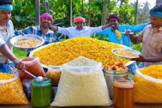 BHEL PURI | Delicious Bhel Puri with Two Chutneys | Indian Street Food Recipe Cooking in Village