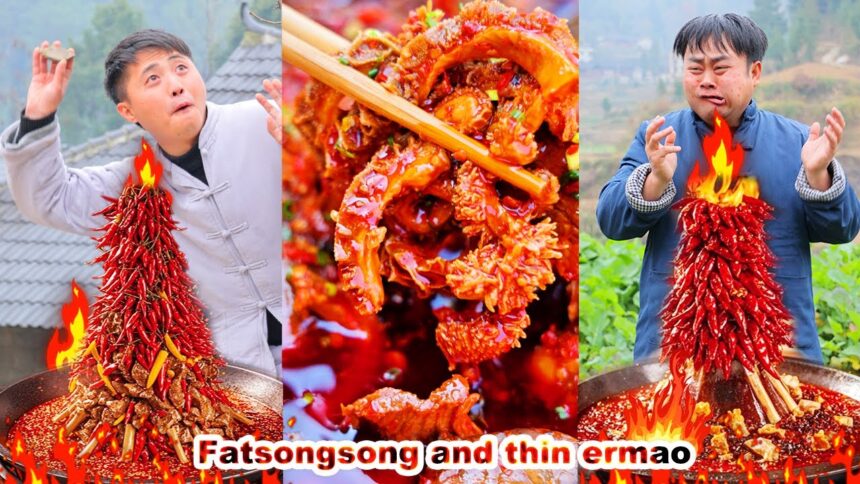 mukbang | Songsong made a full chili banquet for Ermao🔥and Ermao was very satisfied