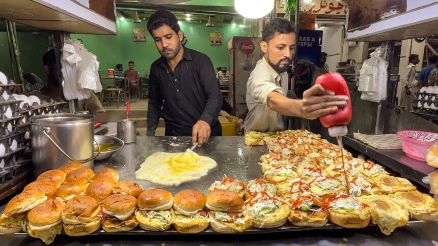 Special Egg Shami Burger | Famous Double Anda Bun Kabab | Street Food of Karachi Pakistan