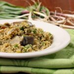 Quinao Pilaf with Ramps, Artichokes, and Peas