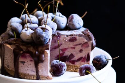 Vegan No-Bake Cherry Chocolate Cheesecake