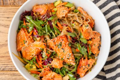 Asian Salmon Salad - Barefeet in the Kitchen