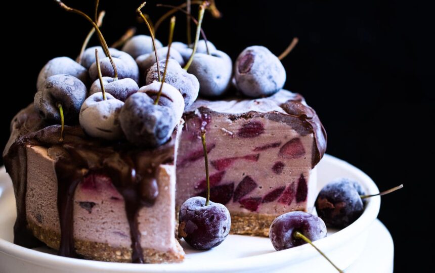 Vegan No-Bake Cherry Chocolate Cheesecake