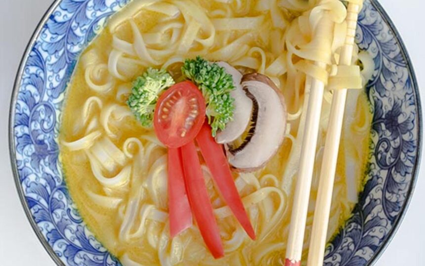 Vegan Easy Coconut Curry Ramen with vegetables