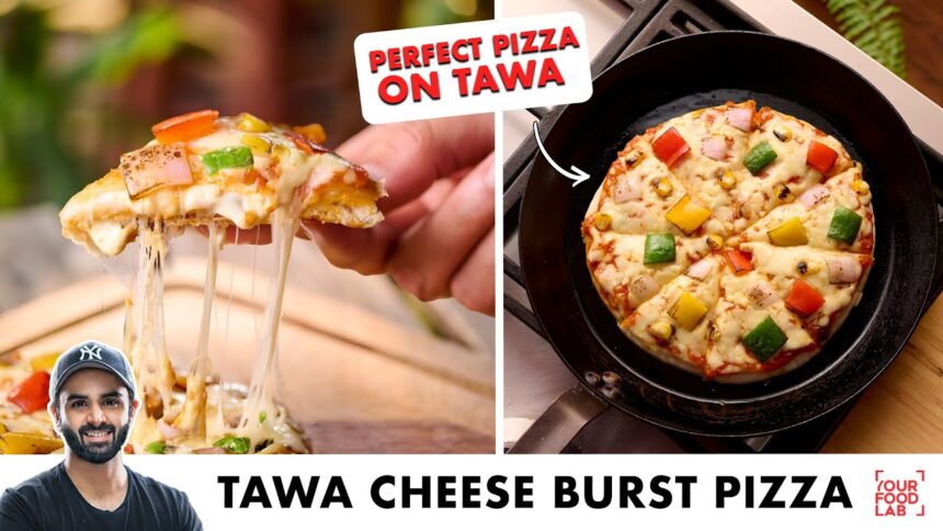 Tawa Cheese Burst Pizza Recipe | NO OVEN & NO YEAST | आसान चीज़बर्स्ट पिज़्ज़ा तवे पर | Sanjyot Keer