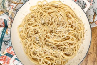 parmesan pepper pasta in a bowl