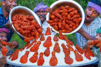 CHICKEN LEGS EATING | Fried Chicken Legs with Tomato Sauce | How to Make Tomato Sauce Village Style