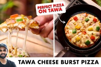 Tawa Cheese Burst Pizza Recipe | NO OVEN & NO YEAST | आसान चीज़बर्स्ट पिज़्ज़ा तवे पर | Sanjyot Keer