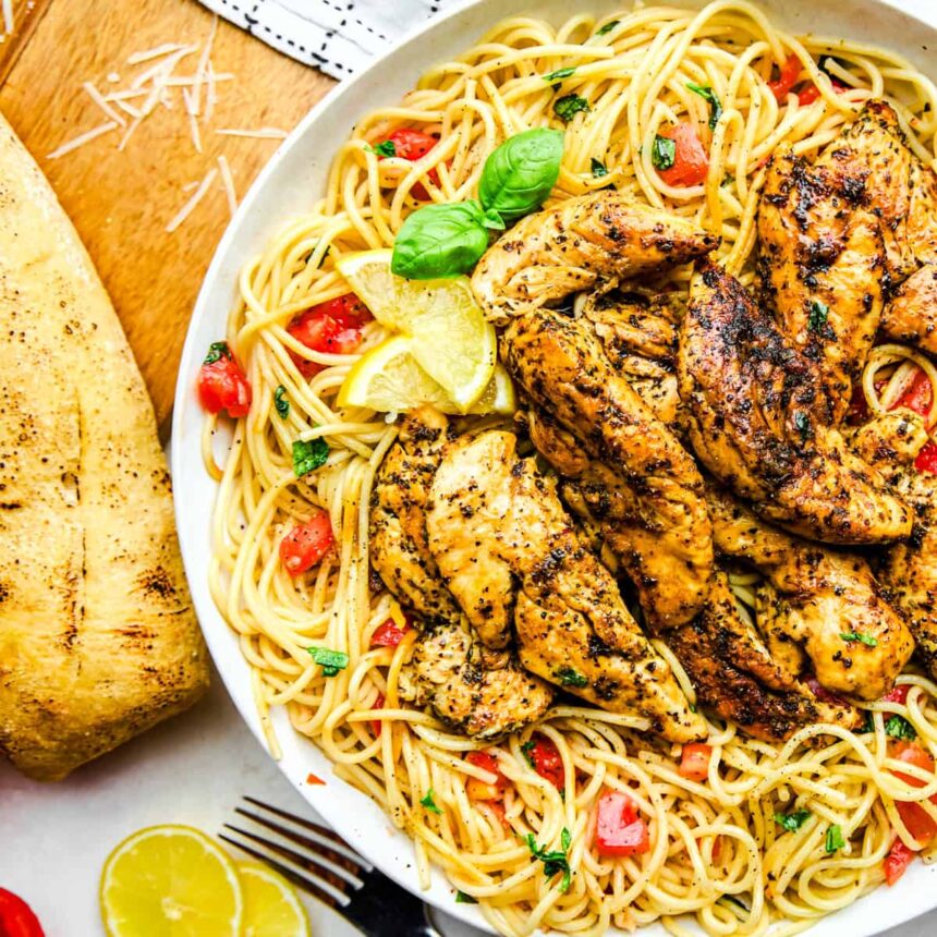 Lemon Herb Chicken Spaghetti - The Stay At Home Chef