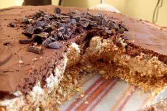 No-Bake Cream Cheese Peanut Butter Pie with Chocolate Whipped Cream