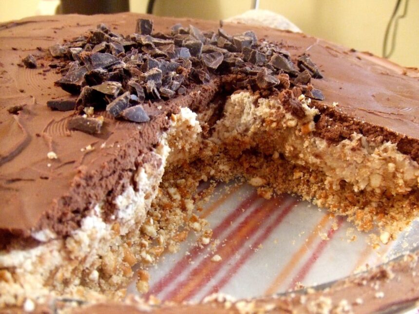 No-Bake Cream Cheese Peanut Butter Pie with Chocolate Whipped Cream
