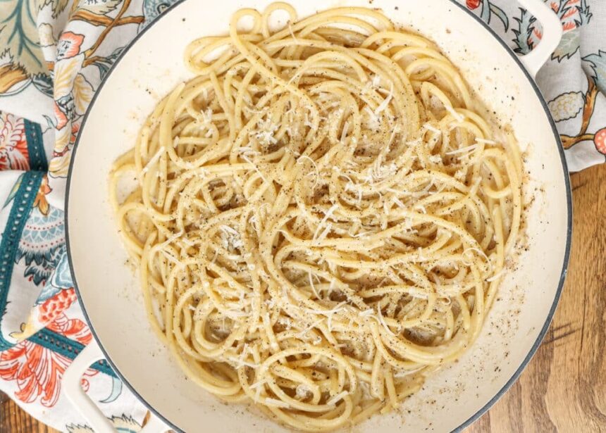 parmesan pepper pasta in a bowl
