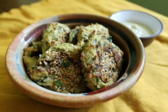 Sesame Zucchini Fritters [Vegan, Gluten-Free]