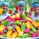 KUCHI ICE | FRUIT POPSICLES | Healthy Homemade Colorful Popsicle Making in Village | Stick Ice Cream