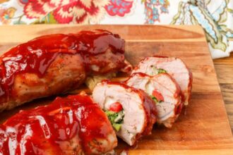 vegetable filled Italian pork tenderloin