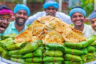 KIZHI PAROTTA | Banana Leaf Parotta Recipe Cooking In Village | Soft Layered Mutton Kizhi Parotta