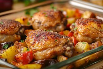 This is the most delicious chicken thighs recipe ever! Simple and quick!