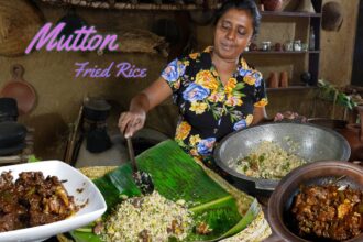 Mutton Fried Rice/Here's how to make village-style mutton fried rice. village kitchen recipe