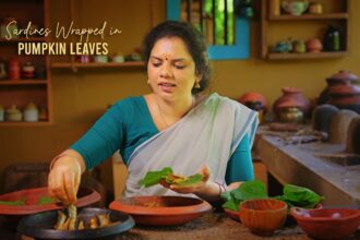 Sardines Wrapped in Pumpkin Leaves | Unique Kerala Clay Pot Recipe | Kerala Village Style Recipe.🌿🍲🐟