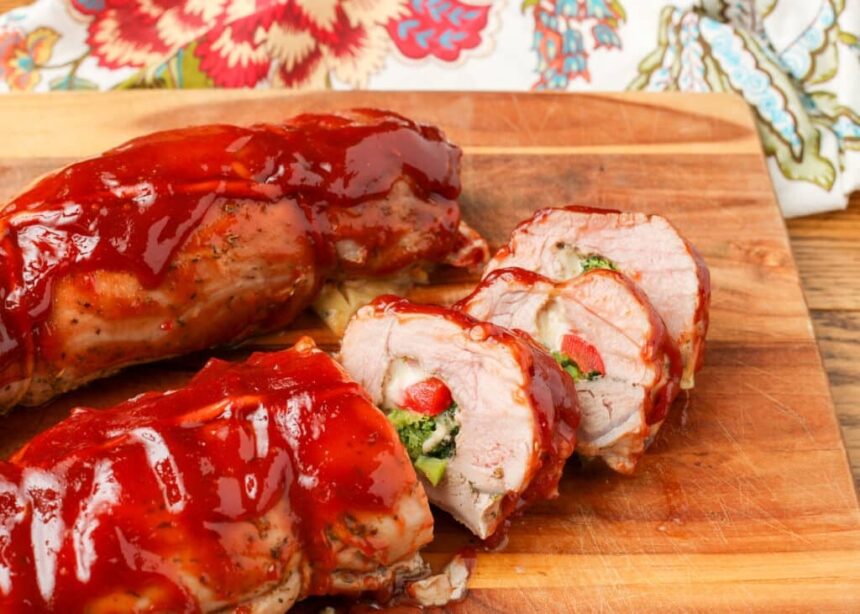 vegetable filled Italian pork tenderloin