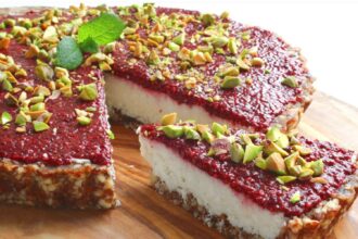 Coconut Tart With Chia Cherry Jam