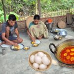 Anda Curry । Traditional Village Style Eggs Masala Recipe Cooking & Eating By Mother and Son