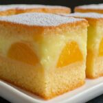 Easy Peach Cake Recipe! with Homemade Custard - Peach dessert recipe